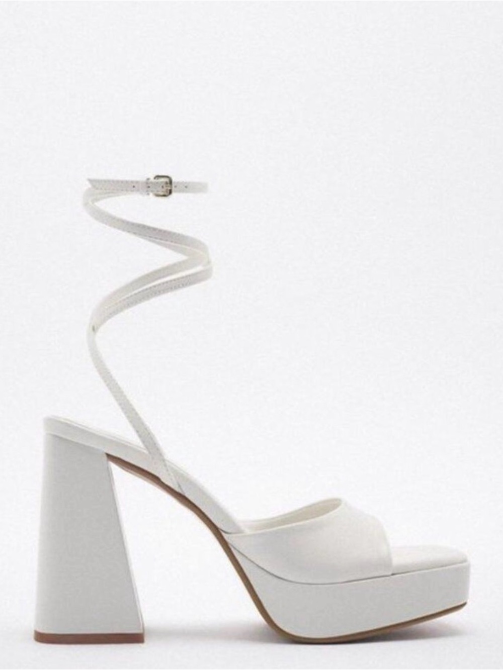 Zara White Platform Heeled Sandal